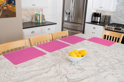 É, Placemats Set of 4, Silicone Placemats, Table Mats, Non-Slip, Easy to Clean, Heat Resistant, Flexible, 20% Thicker, 16 x 12 inches x 1.1mm, Pink