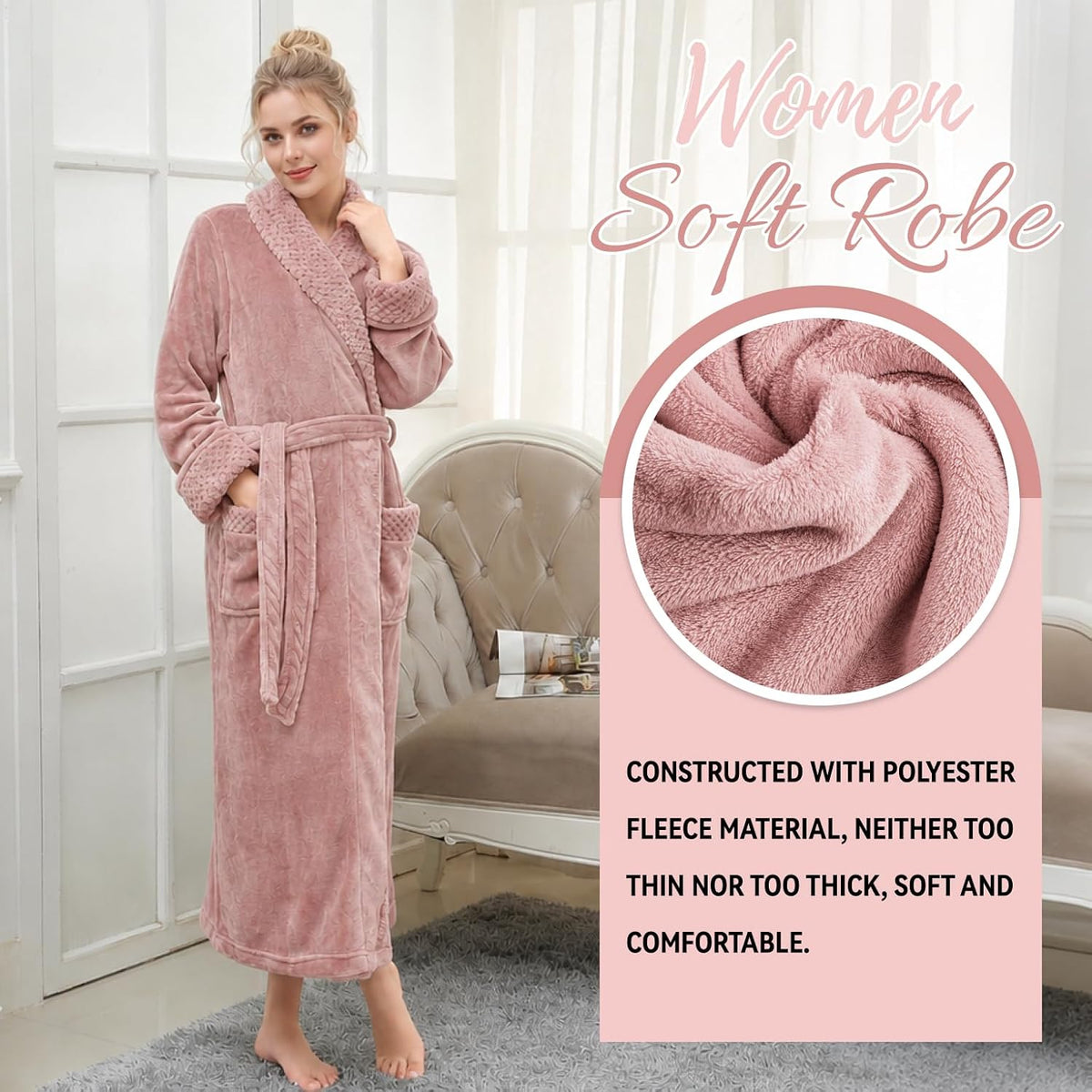 Premium Long Robes for Women: Warm Super Plush Soft Fleece Bathrobes