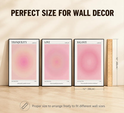 3Pcs Pink Aura Gradient Unframed Canvas Wall Art, Positive Aesthetic Decor