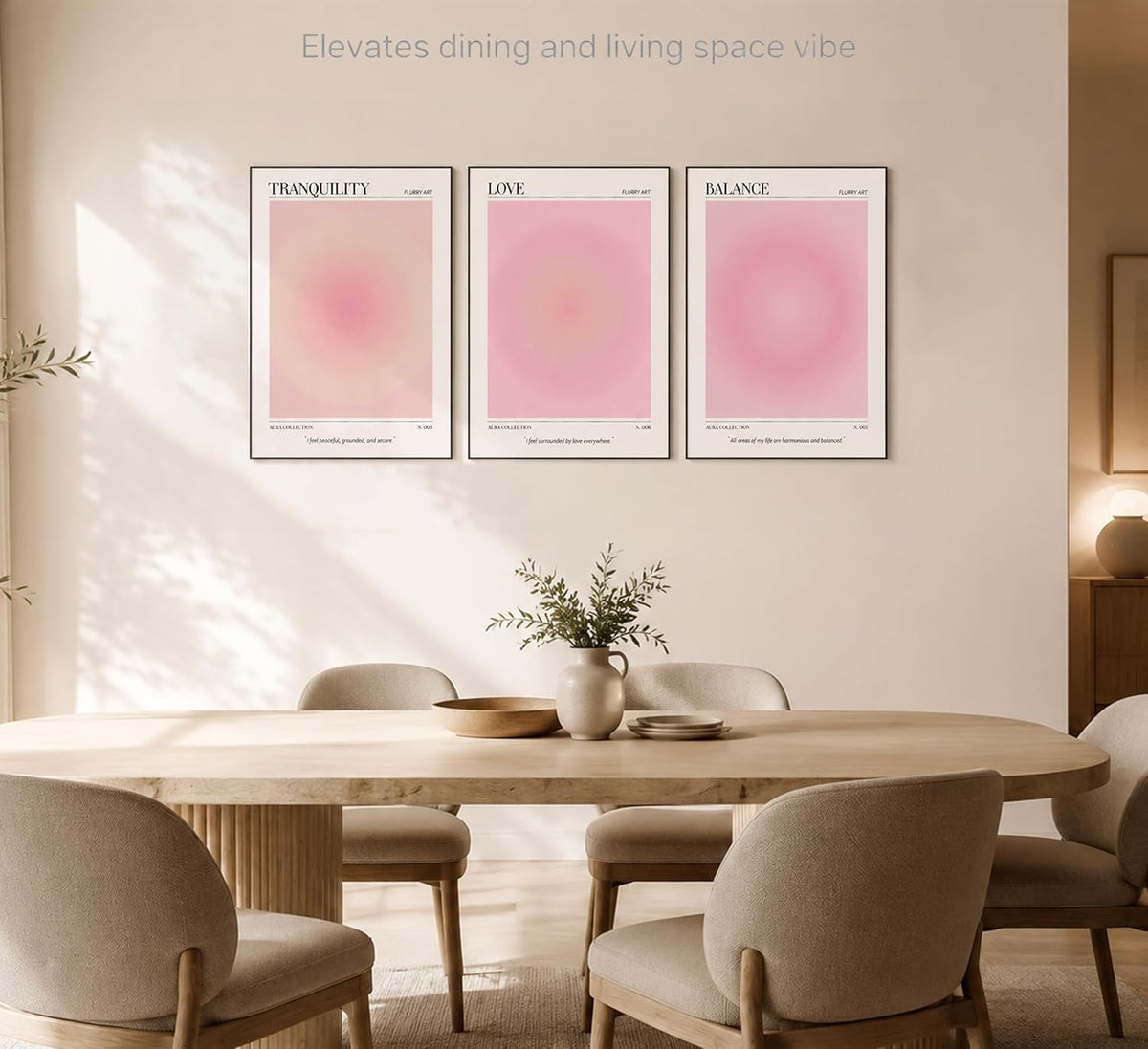 3Pcs Pink Aura Gradient Unframed Canvas Wall Art, Positive Aesthetic Decor