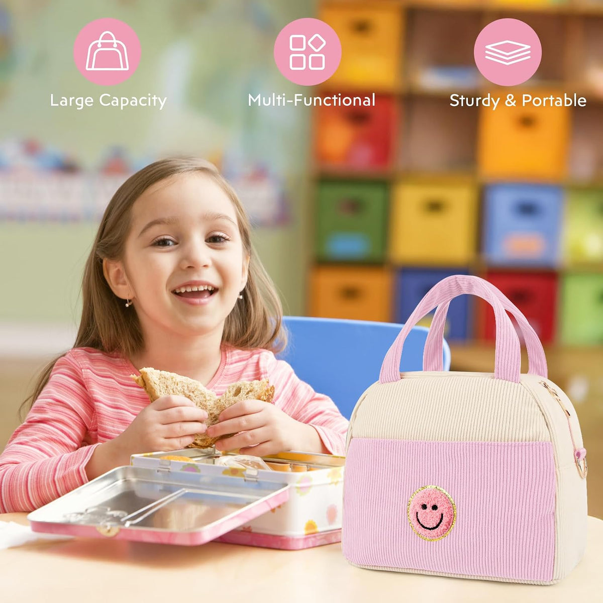 Kids Lunch Bag Lunch Box for Teen Girls Boys Back to School (Light Pink)