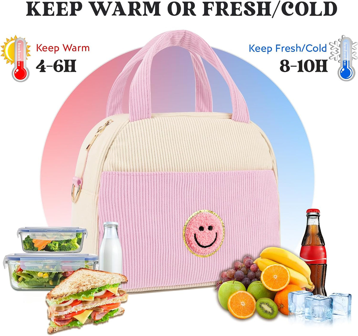 Kids Lunch Bag Lunch Box for Teen Girls Boys Back to School (Light Pink)