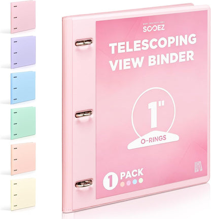 Telescoping 3 Ring Binder 1 Inch, Expandable Slim Three Ring Binder