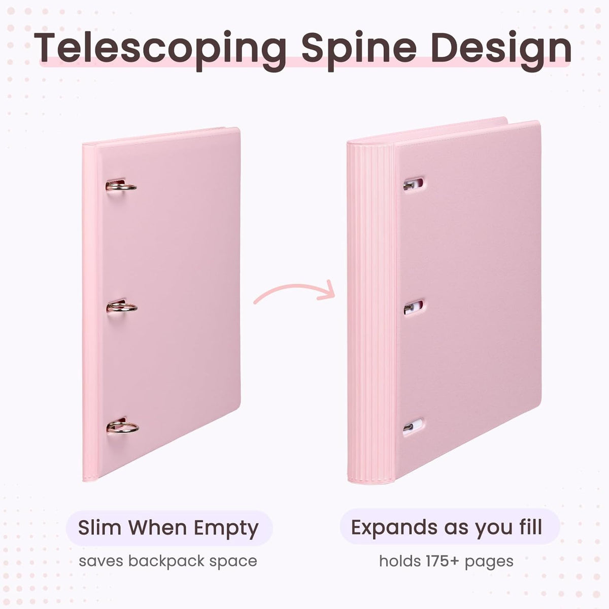 Telescoping 3 Ring Binder 1 Inch, Expandable Slim Three Ring Binder