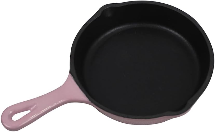 Commercial Grade, Cast Iron Enameled Cookware (Pink, Skillet 6”)