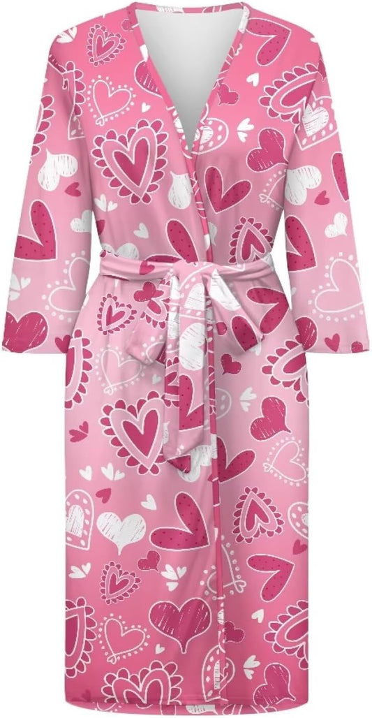 Bathrobe for Women Long Sleeve Robes Knee Length Casual Loungewear S-2XL