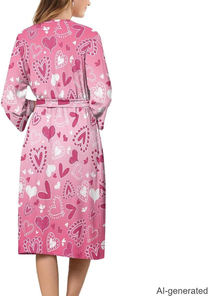 Bathrobe for Women Long Sleeve Robes Knee Length Casual Loungewear S-2XL