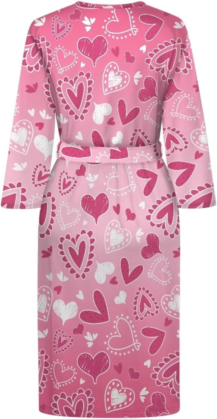 Bathrobe for Women Long Sleeve Robes Knee Length Casual Loungewear S-2XL
