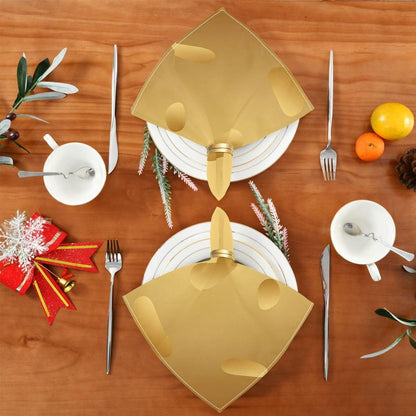 Shiny Gold Texture 20x20 Inch Cloth Napkins Set of 6, Satin Peach Skin Polyester Dinner Napkins, Washable Reusable Table Napkins with Hemmed Edges for Wedding Party Restaurant Everyday Use