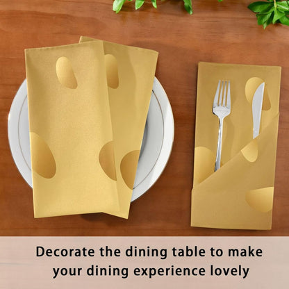 Shiny Gold Texture 20x20 Inch Cloth Napkins Set of 6, Satin Peach Skin Polyester Dinner Napkins, Washable Reusable Table Napkins with Hemmed Edges for Wedding Party Restaurant Everyday Use