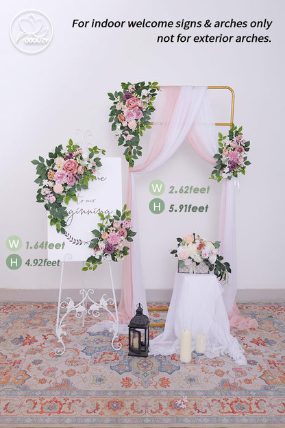 Pack of 2 Wedding Arch, Artificial Flowers, Wedding Decor，Flower Garland Be Suited to Banquet, Party, Reception Entrance Welcome Sign and Background Decoration (Dusty Pink)…