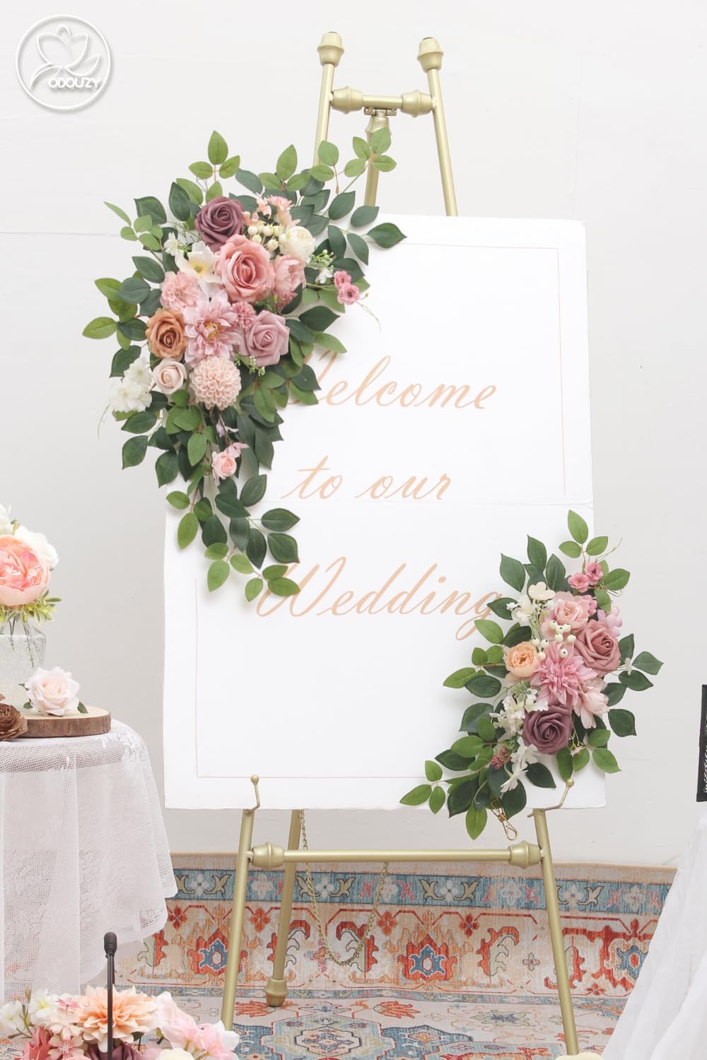 Pack of 2 Wedding Arch, Artificial Flowers, Wedding Decor，Flower Garland Be Suited to Banquet, Party, Reception Entrance Welcome Sign and Background Decoration (Dusty Pink)…