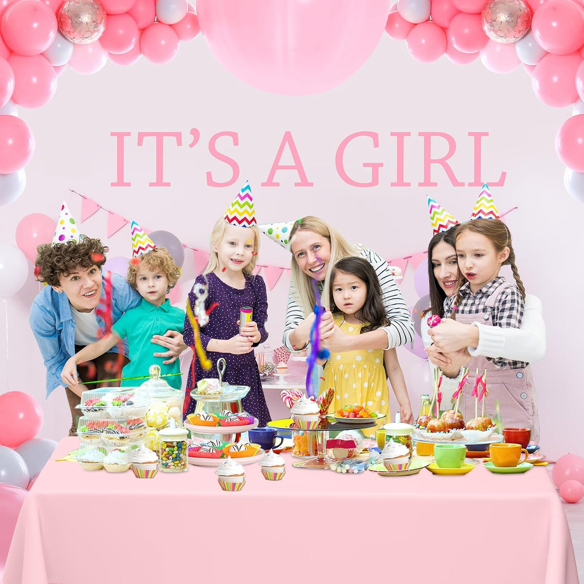 Plastic Rectangular 54x108'' Tablecloth, 4 Pack, Light Pink, Disposable, Pastel, for Parties, Holiday, Oilproof, All-Season