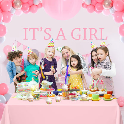 Plastic Rectangular 54x108'' Tablecloth, 4 Pack, Light Pink, Disposable, Pastel, for Parties, Holiday, Oilproof, All-Season