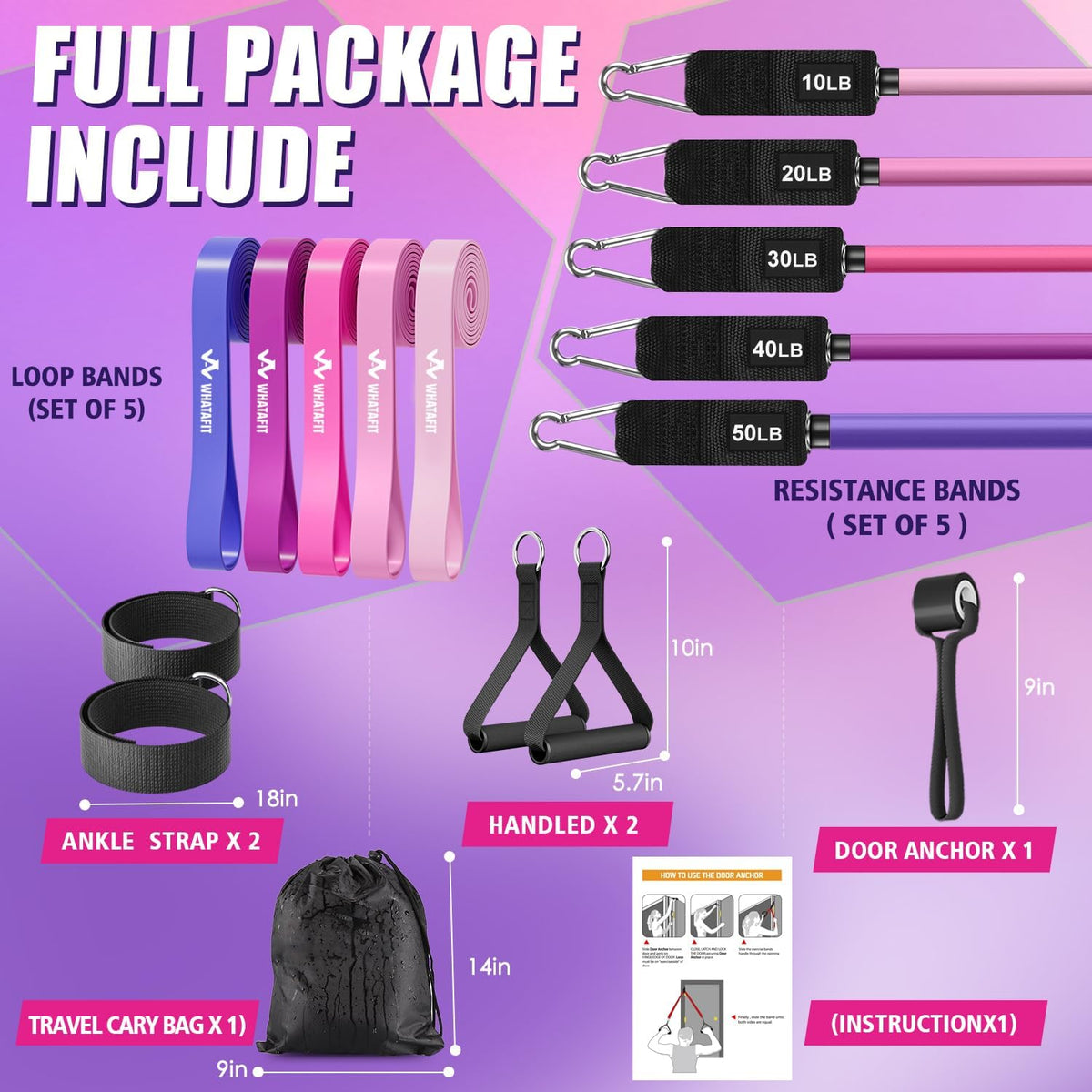 Resistance Bands with Handles, 5-Level Exercise Bands for Workout