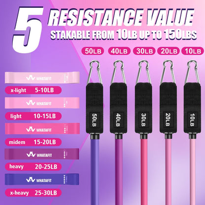 Resistance Bands with Handles, 5-Level Exercise Bands for Workout