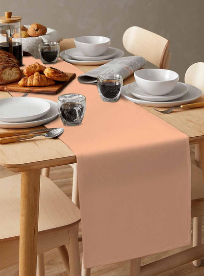 Peach Fuzz Table Runners 108 Inches Long, Cotton Linen Fabric Table Runner Dresser Scarf, Pure Peach Tone Solid Color Simple Minimalism Art Tablerunner for Party/Kitchen/Dinner/Wedding 13''x108''