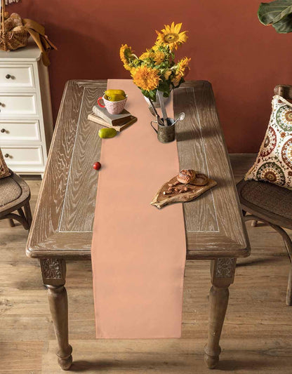 Peach Fuzz Table Runners 108 Inches Long, Cotton Linen Fabric Table Runner Dresser Scarf, Pure Peach Tone Solid Color Simple Minimalism Art Tablerunner for Party/Kitchen/Dinner/Wedding 13''x108''