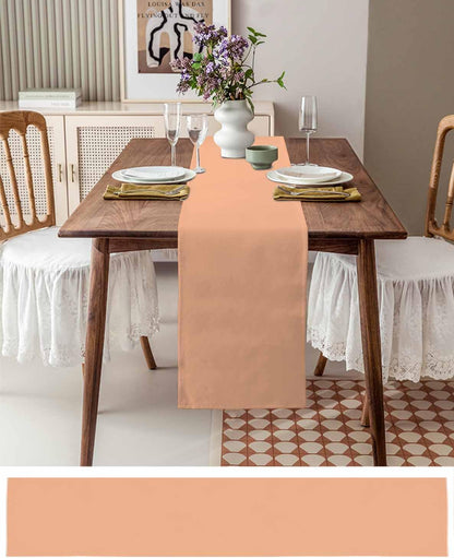 Peach Fuzz Table Runners 108 Inches Long, Cotton Linen Fabric Table Runner Dresser Scarf, Pure Peach Tone Solid Color Simple Minimalism Art Tablerunner for Party/Kitchen/Dinner/Wedding 13''x108''