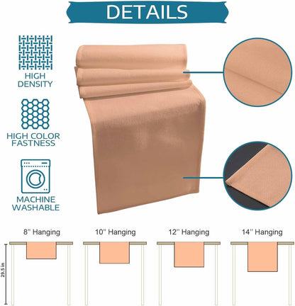 Peach Fuzz Table Runners 108 Inches Long, Cotton Linen Fabric Table Runner Dresser Scarf, Pure Peach Tone Solid Color Simple Minimalism Art Tablerunner for Party/Kitchen/Dinner/Wedding 13''x108''