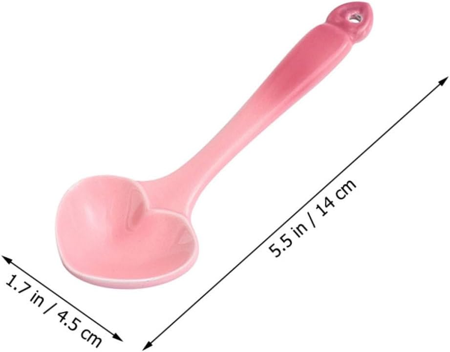 Heart Shaped Ceramic Teaspoon for Dessert and Coffee Pink Ceramic Spoon with Comfortable Handle One Design for Tea Cakes and Party Use Unique Gift Spoon