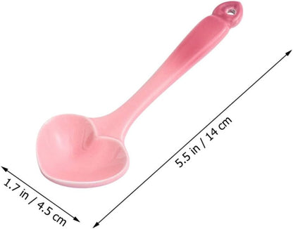 Heart Shaped Ceramic Teaspoon for Dessert and Coffee Pink Ceramic Spoon with Comfortable Handle One Design for Tea Cakes and Party Use Unique Gift Spoon