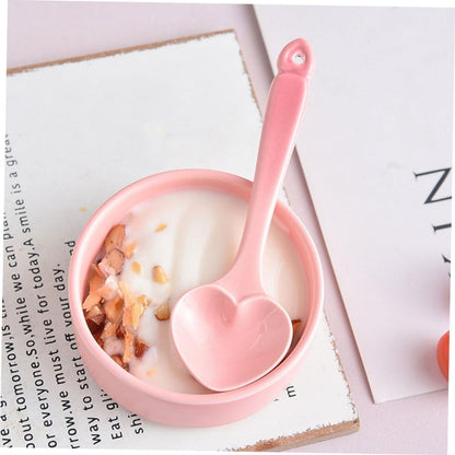 Heart Shaped Ceramic Teaspoon for Dessert and Coffee Pink Ceramic Spoon with Comfortable Handle One Design for Tea Cakes and Party Use Unique Gift Spoon