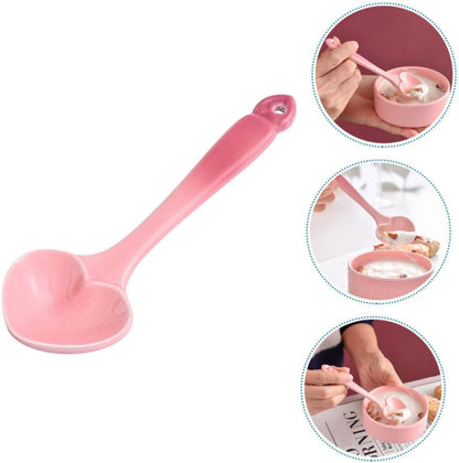 Heart Shaped Ceramic Teaspoon for Dessert and Coffee Pink Ceramic Spoon with Comfortable Handle One Design for Tea Cakes and Party Use Unique Gift Spoon
