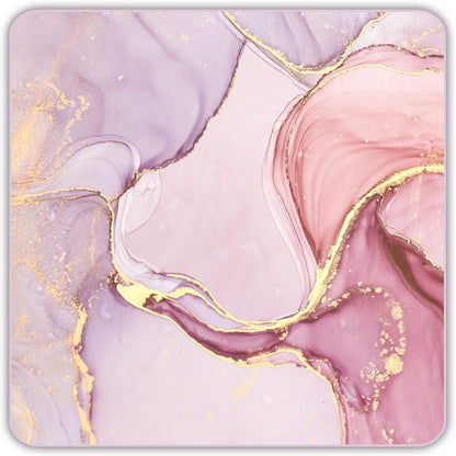 Premium Square Waterproof Mouse Pad - Non-Slip Rubber Base, 9x9 inches (Pink Marble)