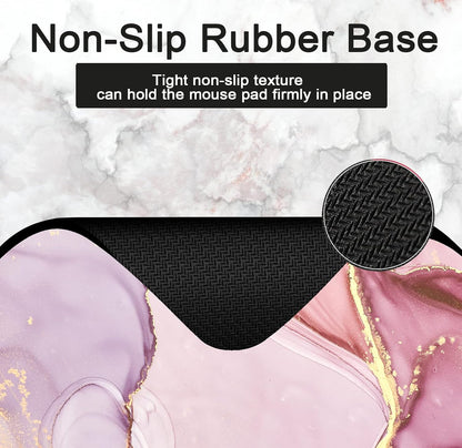 Premium Square Waterproof Mouse Pad - Non-Slip Rubber Base, 9x9 inches (Pink Marble)