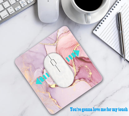 Premium Square Waterproof Mouse Pad - Non-Slip Rubber Base, 9x9 inches (Pink Marble)