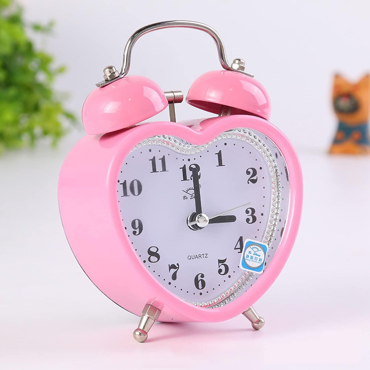 Cute TwinBell Loud Alarm Clock,Pretty Small Heart DeskClock, Pink