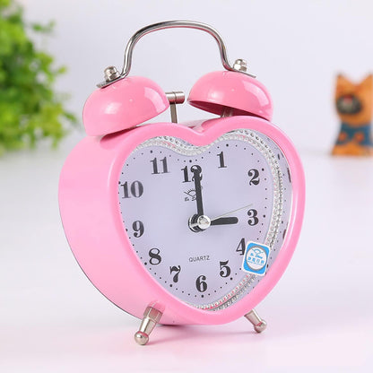 Cute TwinBell Loud Alarm Clock,Pretty Small Heart DeskClock, Pink