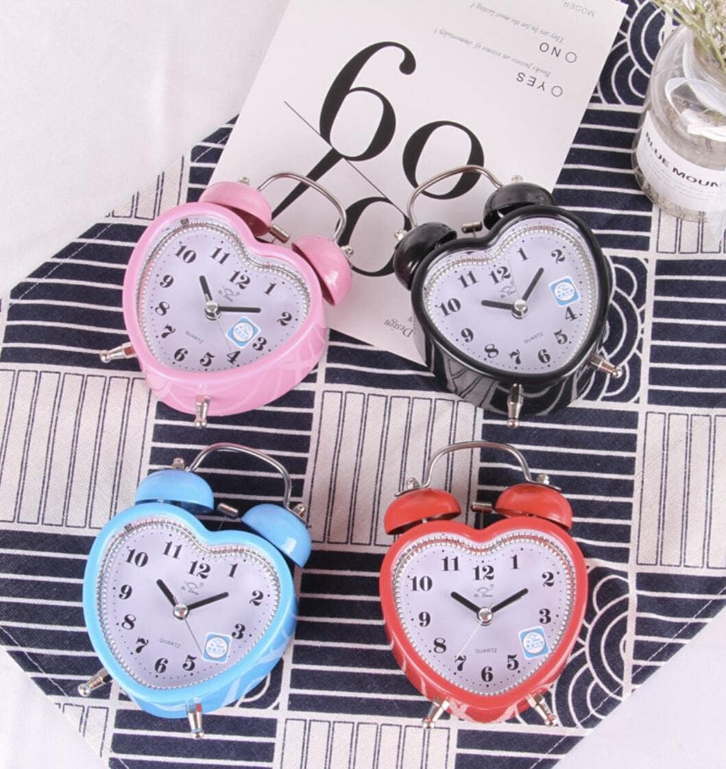 Cute TwinBell Loud Alarm Clock,Pretty Small Heart DeskClock, Pink