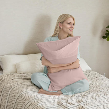 Pink Pillow Cases Standard Size 2 Pack, Bamboo Rayon Cooling Pillowcases with Envelope Closure, Cool Breathable Pillow Cover for Hot Sleepers & Night Sweats, 20x26 inch