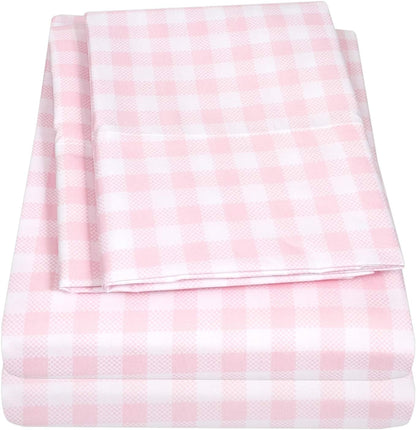 1500 Supreme Kids Bed Sheet Collection - Fun Colorful and Comfortable Boys and Girls Toddler Sheet Sets - Deep Pocket Wrinkle Free Soft and Cozy Bedding - Full, Pink Gingham