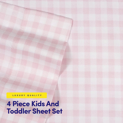 1500 Supreme Kids Bed Sheet Collection - Fun Colorful and Comfortable Boys and Girls Toddler Sheet Sets - Deep Pocket Wrinkle Free Soft and Cozy Bedding - Full, Pink Gingham