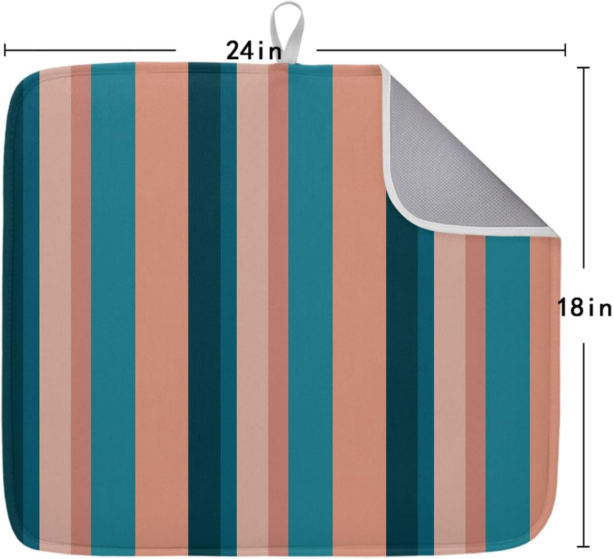 Dish Drying Mat for Kitchen Counter Light Blue Pink Stripes Absorbent Drying Pad Microfiber Dishes Drainer Rack Mats for Sink Utensil Glassware,18x24 in,1PCS Geometric Vertical Striped