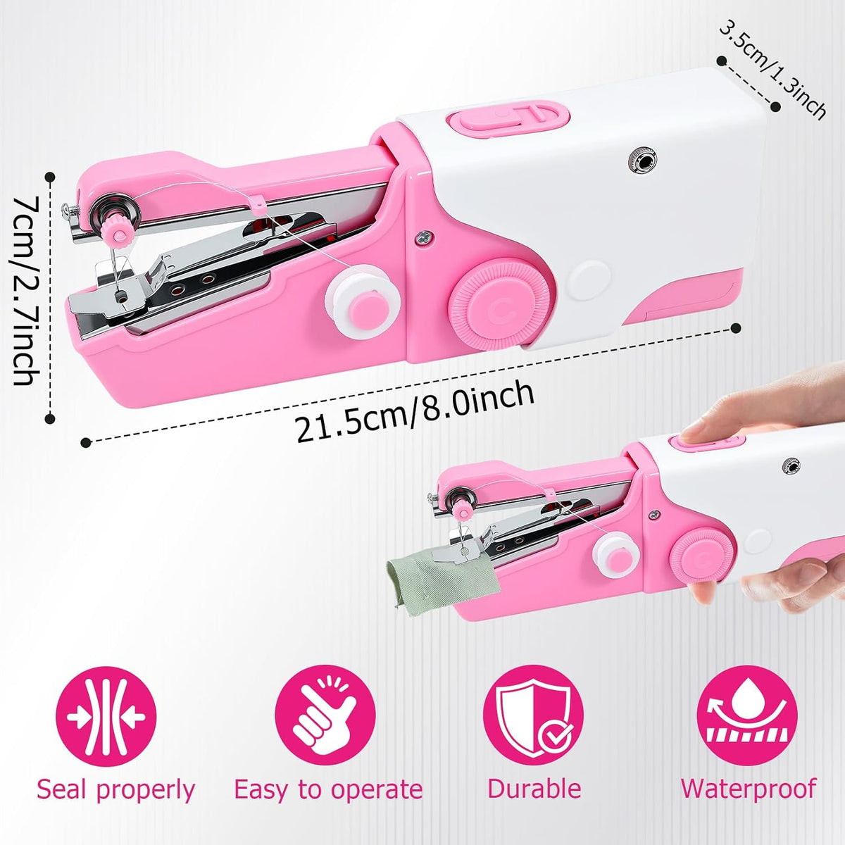 Mini Handheld Sewing Machine, Portable Electric Sewing Machine for Quick Fabric Repair, Dual Power USB/Battery Operated, with Complete Sewing Kit for Beginners, Adults (Pink)