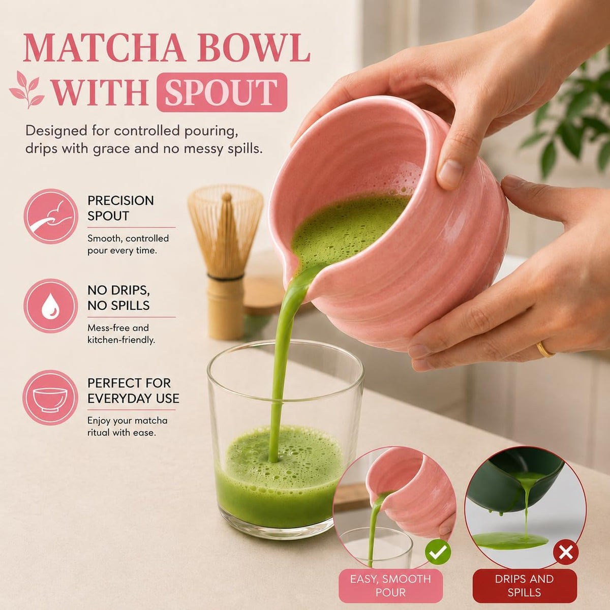 ® MATCHA WHISK SET PREMIUM 11pcs - Professional Matcha Kit Set with Matcha Bowl, Matcha Whisk, Milk Frother, Spoon, Sifter, Scoop, Stand, Cup, Mat - Aesthetic Pink Matcha Set Kit