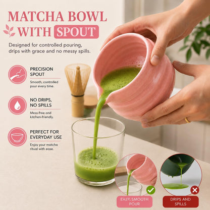 ® MATCHA WHISK SET PREMIUM 11pcs - Professional Matcha Kit Set with Matcha Bowl, Matcha Whisk, Milk Frother, Spoon, Sifter, Scoop, Stand, Cup, Mat - Aesthetic Pink Matcha Set Kit