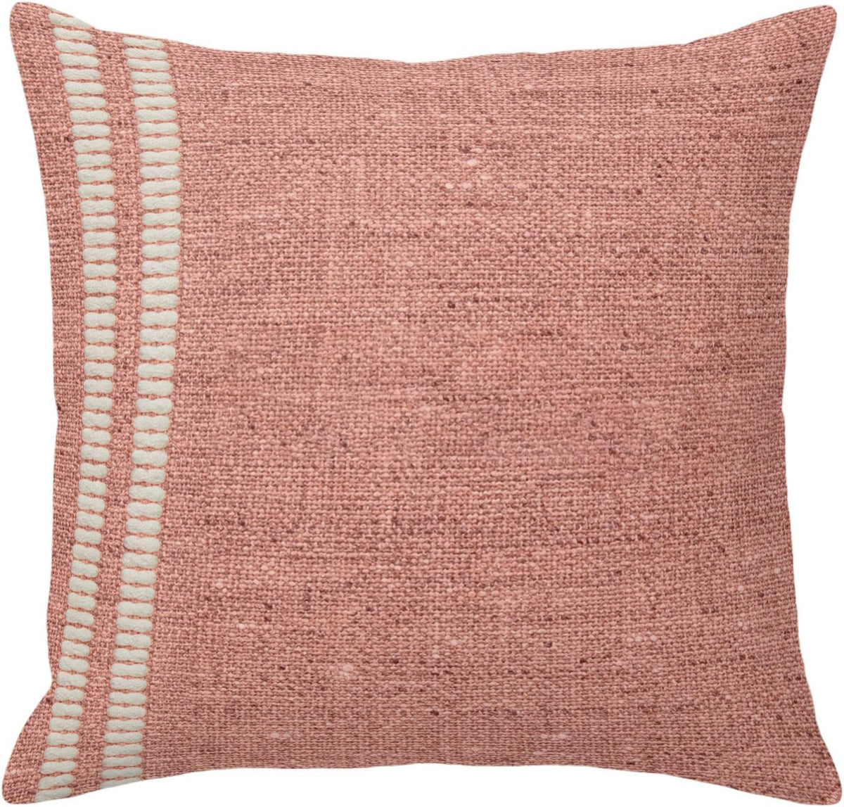 Peach Pink Texture Pillow Covers 26x26 Inch Decorative Throw Pillow Cover, Country Farmhouse Burlap Stripes Sofa Pillowcases Accent Cushion Case Home Decor Bedroom Living Room