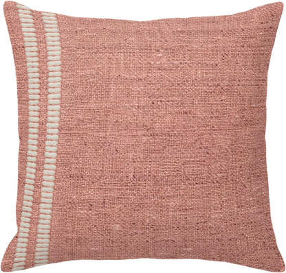 Peach Pink Texture Pillow Covers 26x26 Inch Decorative Throw Pillow Cover, Country Farmhouse Burlap Stripes Sofa Pillowcases Accent Cushion Case Home Decor Bedroom Living Room