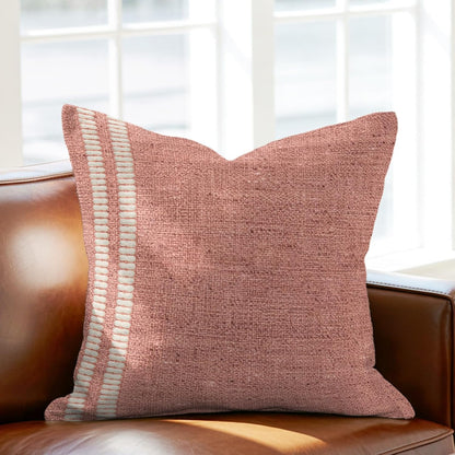 Peach Pink Texture Pillow Covers 26x26 Inch Decorative Throw Pillow Cover, Country Farmhouse Burlap Stripes Sofa Pillowcases Accent Cushion Case Home Decor Bedroom Living Room