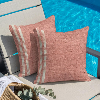 Peach Pink Texture Pillow Covers 26x26 Inch Decorative Throw Pillow Cover, Country Farmhouse Burlap Stripes Sofa Pillowcases Accent Cushion Case Home Decor Bedroom Living Room