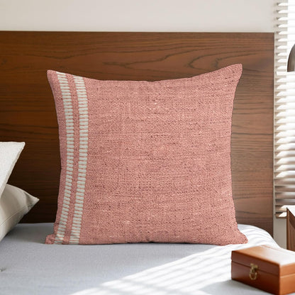 Peach Pink Texture Pillow Covers 26x26 Inch Decorative Throw Pillow Cover, Country Farmhouse Burlap Stripes Sofa Pillowcases Accent Cushion Case Home Decor Bedroom Living Room