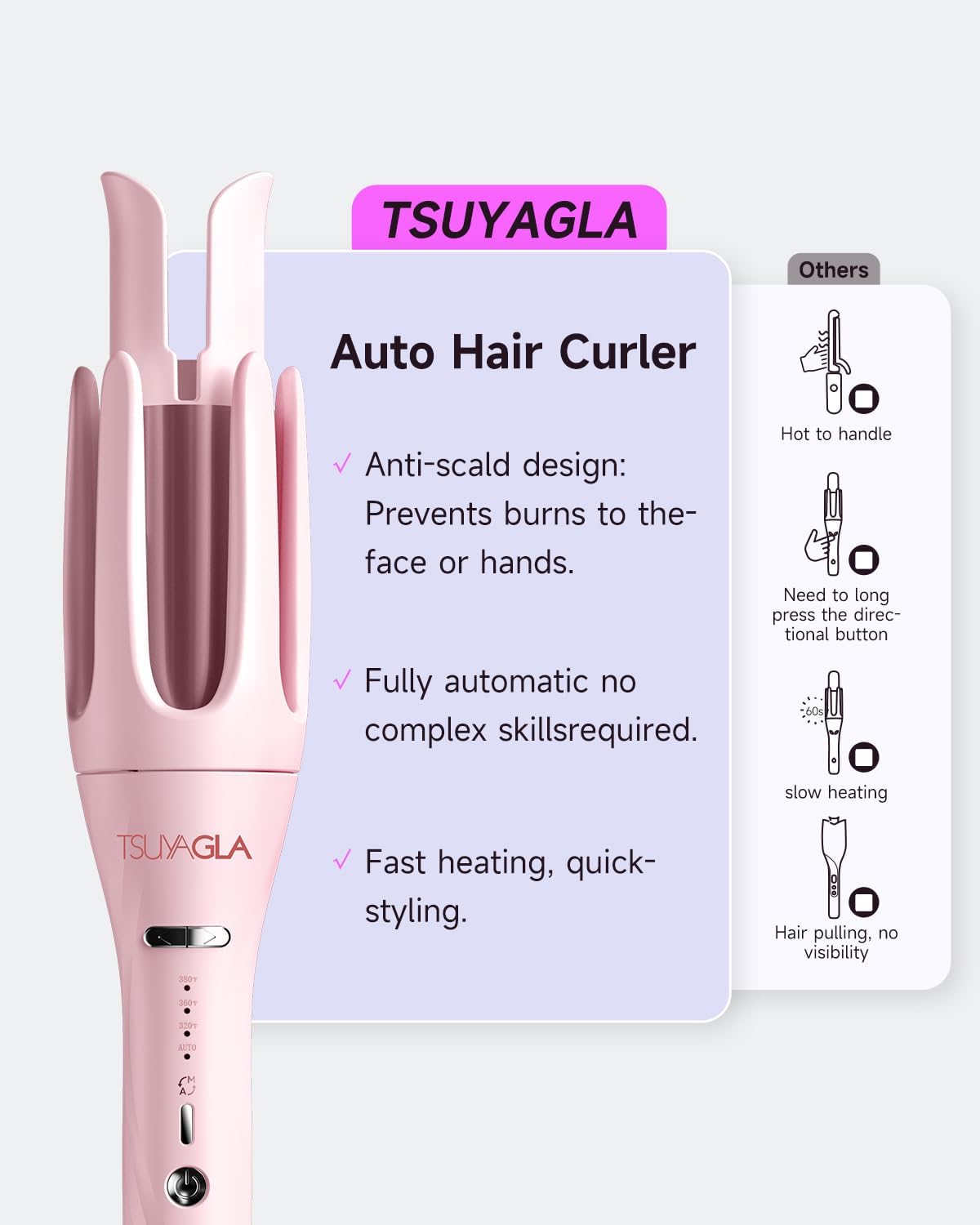 3 in 1 Automatic Curling Iron, Hair Curlers, 1"-1.25"-1.5" Barrels