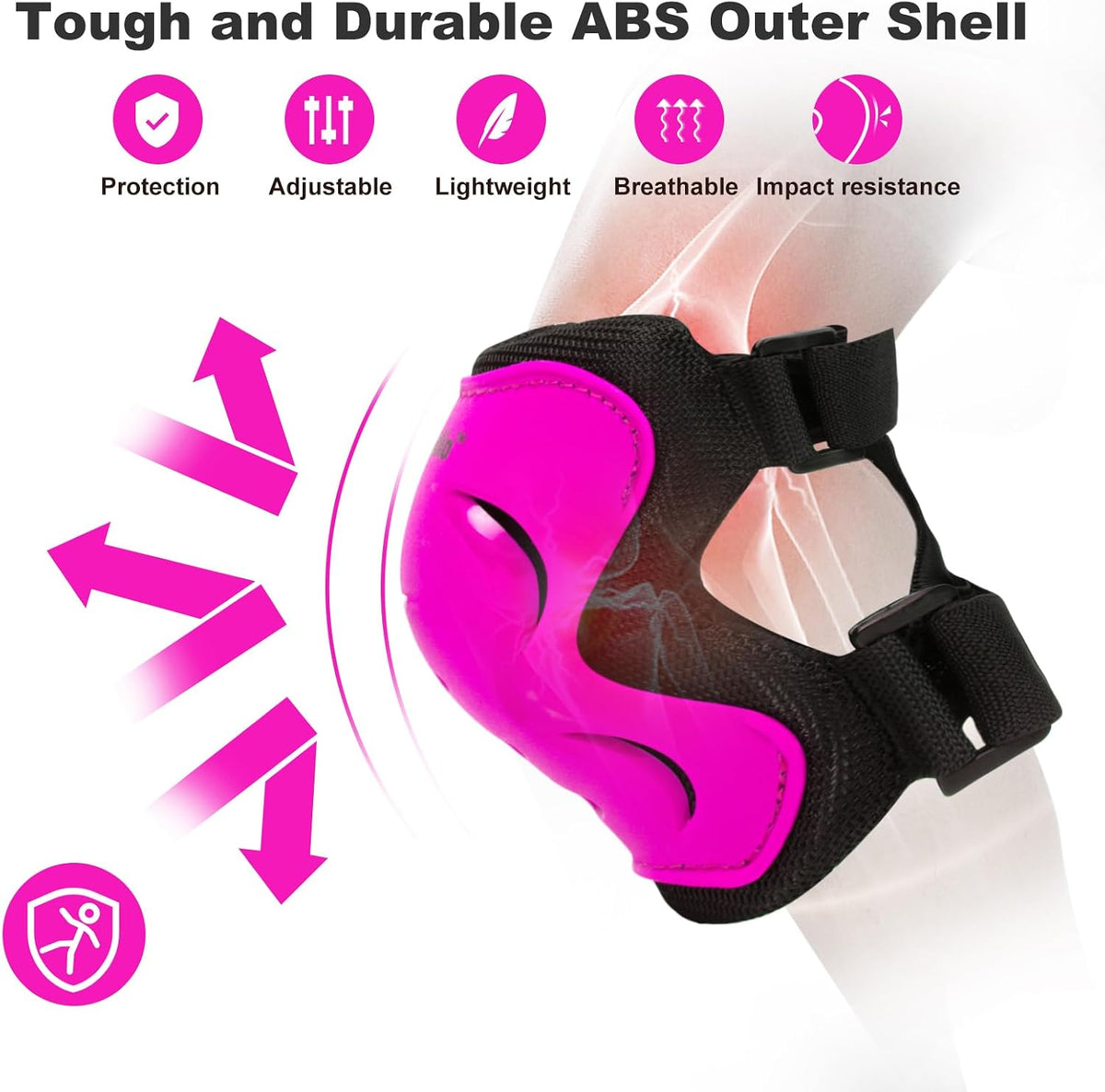 Kids Protective Gear Set, 6-Piece, Medium, Ages 13-16, Pink