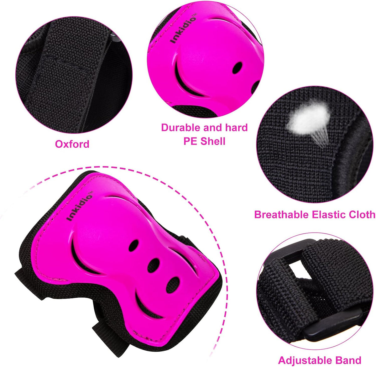 Kids Protective Gear Set, 6-Piece, Medium, Ages 13-16, Pink