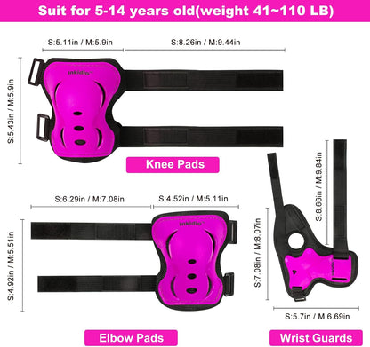 Kids Protective Gear Set, 6-Piece, Medium, Ages 13-16, Pink